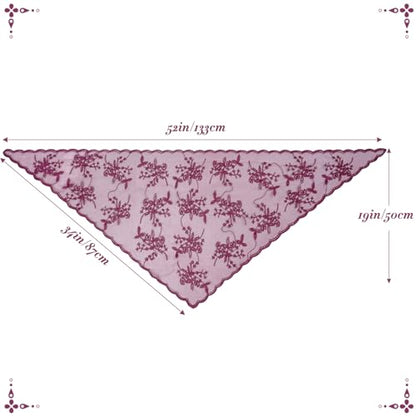 Lystaii Triangle Lace Mantilla Veil Catholic Chapel Head Covering Scarf - color: Dusty Rose