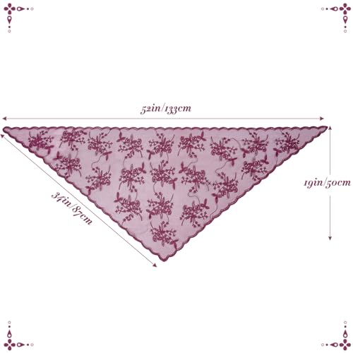 Lystaii Triangle Lace Mantilla Veil Catholic Chapel Head Covering Scarf - color: Dusty Rose