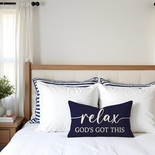 Christian Pillow Covers 12x20 for Bed Set of 2 – Navy Blue - color: Navy Blue