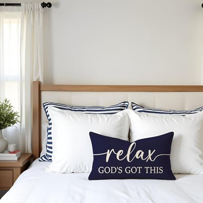 Christian Pillow Covers 12x20 for Bed Set of 2 – Navy Blue - color: Navy Blue
