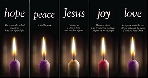 Hope Peace Joy Love and Jesus Advent Banner Set of 5, 63 Inch (Banners Only) - size: Banners Only