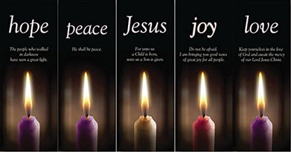 Hope Peace Joy Love and Jesus Advent Banner Set of 5 with X-Stands, 63 Inch - size: Banners with X-Stand