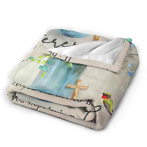 jamie world Scripture Blanket Christian Bible Throw Faith Gifts 50"x40" - color: Christian Blue Flower, size: 50"x40"