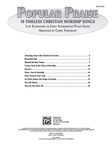 Popular Praise: 10 Timeless Christian Worship Songs (Big Note Piano)