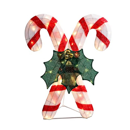 4 FT Lighted Christmas Candy Cane, Pre‑Lit Outdoor Yard Decor - size: 35.04''*29.53''
