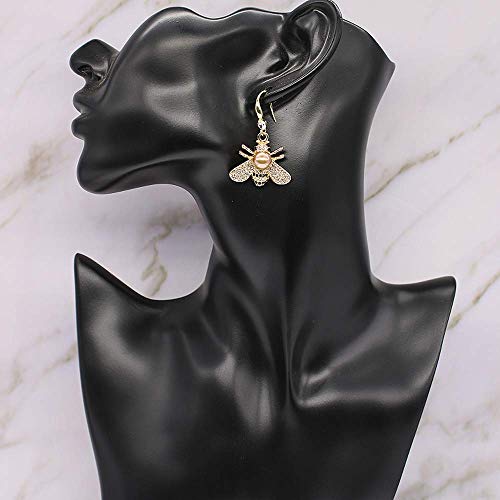 Honey Bee Brooches Crystal Insect Themed Bee Brooch Animal Fashion Shell Pearl Brooch Pin Gold Tone - color: Gold pearl earring