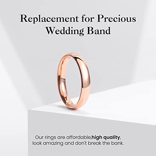 King Will 316L Wedding Band for Men Women, 4-8mm I LOVE YOU Dome Size 4-15 - color: C-Rose Gold Plated-4mm
