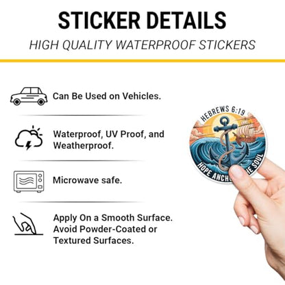 3PCS Hebrews 6:19 Bible Verse Stickers, Hope Anchors the Soul Christian Waterproof Faith Decals for Laptop, Water Bottle, Phone, Window, Helmet - size: 6 inch