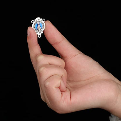COTTVOTT St Benedict,Our Lady of Guadalupe Medal for DIY Jewelry Making,Virgin Mary Christ Jesus Rosary Center Connection Part - color: 30pcs-Blue Virgin Mary Medal