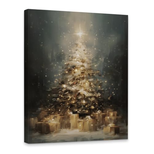 KSDUT Vintage Moody Christmas Tree Framed Wall Art 11x14 Inch - color: Christmas-11