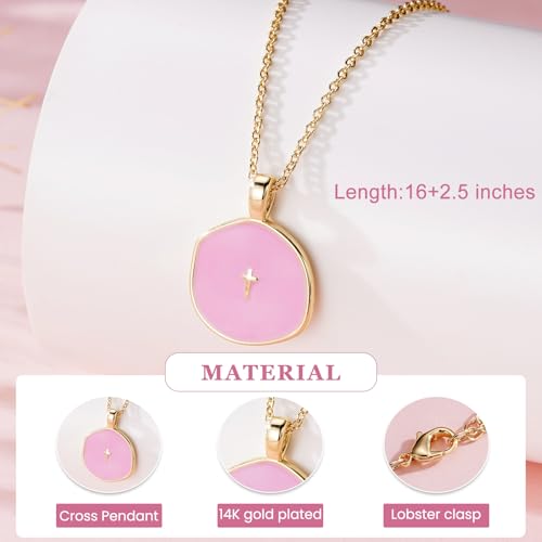 Cross Necklace for Granddaughter Daughter Jewelry Gifts - color: Pink, style: Granddaughter