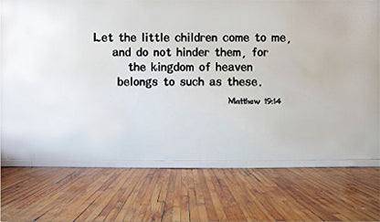 Blinggo Matte Black Matthew 19 14 Bible Vinyl Wall Decal Christian Faith - size: 22'' Width