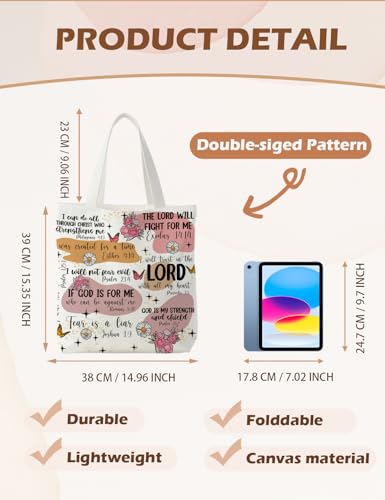 Bible Bags for Women, Christian Tote Bag, Gifts for Christian Women - color: Boho Floral