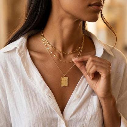 Cross Necklace for Women Girls, 14K Gold Plated Dainty Pendant Necklaces Set, Cute Trendy Faith Christian Religious Everyday Jewelry Gifts Aesthetic Accessories Non Tarnish - color: Triple Layered Curb Mix