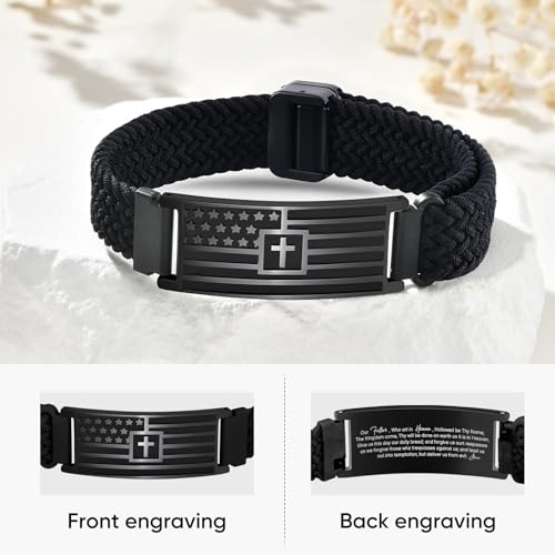 VNOX American Flag Cross Bible Verse Bracelet for Men Teen Boys Kids Stocking Stuffers,Religious Christian Jewelry Mens Easter Valentines Baptism Birthday Gift Ideas - style: Lord's Prayer