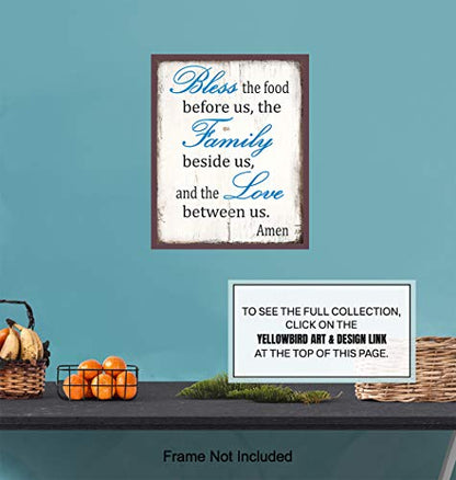 Bless the Food Before Us Sign - Kitchen Dining Room Wall Art