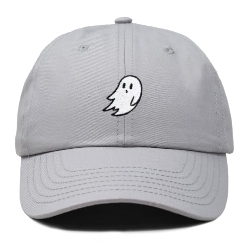 DALIX Ghost Embroidered Mens Womens Cotton Dad Hat Baseball Cap Adjustable - color: Gray