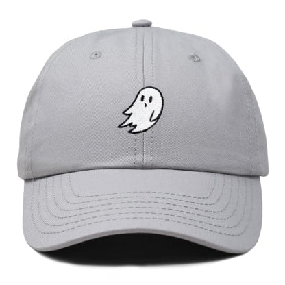DALIX Ghost Embroidered Mens Womens Cotton Dad Hat Baseball Cap Adjustable - color: Gray