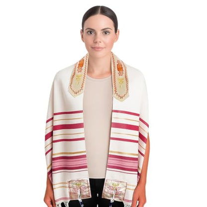Holy Land Market Messianic Christian Shawl/Tallit - The Messiah Tallit (72 x 22 Inches) - color: Pink
