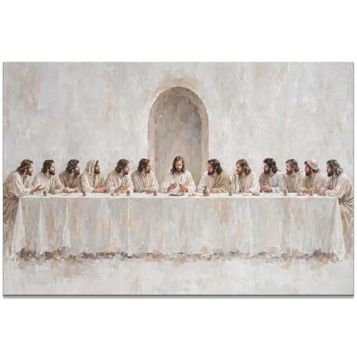 Vintage Last Supper Picture for Dining Room Christian Art Jesus Picture - color: Art-01, size: 40"L x 28"W