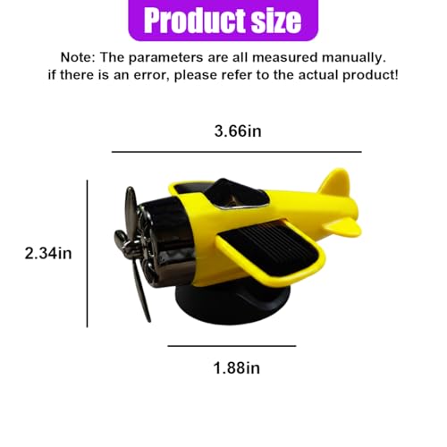 Craedli Solar Powered Rotating Airplane Car Dashboard Ornament, Fun Aircraft Car Center Console Decoration for Adds Driving Fun, Cool Quiet-Rotation Vehicle Interior Accessory for Office Home (Yellow) - color: Yellow