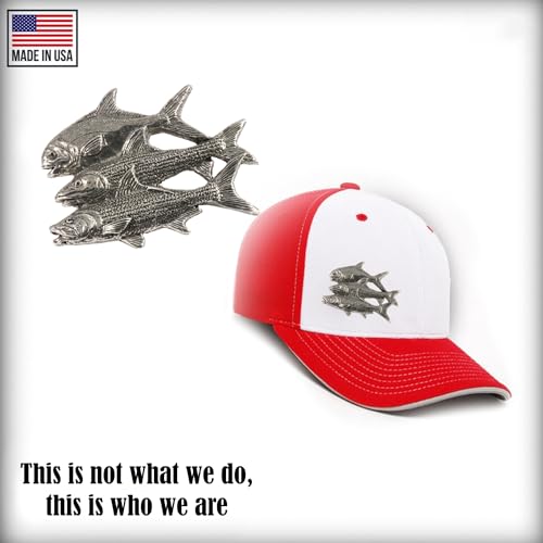 Grand Slam Bonefish Tarpoon Fish Pin, Pewter, Lapel, Hat, Pins, Brooch, Brooches, Jewelry, Gift, Handmade in the USA, 200 Fish Designs Available. S035PRZ - color: Antique Pewter