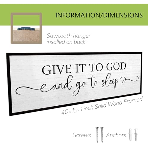 TQianJiang Give It To God And Go To Sleep Wall Decor Sign, 40"X15", Black - color: Black, size: 40"L x 15"W