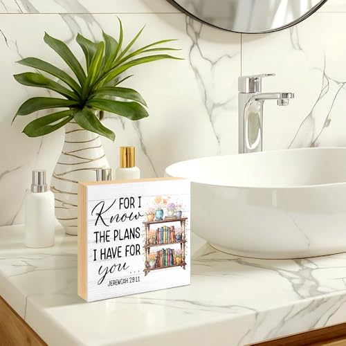 For I Know The Plans I Have for You Wood Block Plaque Box Sign - color: white019