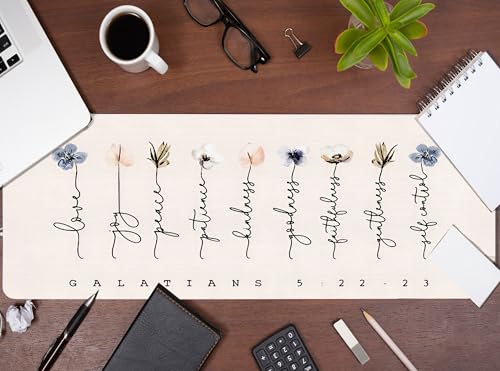 Christian Desk Mat Bible Verses Mouse Pad Flroal 31.5x11.8 - color: Christian Pink, size: 31.5L x 11.8W inches