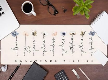 Christian Desk Mat Bible Verses Mouse Pad Flroal 31.5x11.8 - color: Christian Pink, size: 31.5L x 11.8W inches