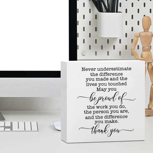 Inspirational Retirement Gift Office Desk Decor White Wooden Box Sign - color: White0378