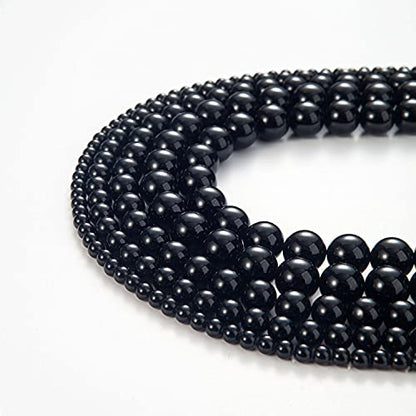 100Pcs Natural Stone Beads 8mm Black Oynx Round Gemstone Loose Beads with Elastic Bracelet String for Bracelets Necklace Jewelry Making - color: Black Oynx, size: 8mm