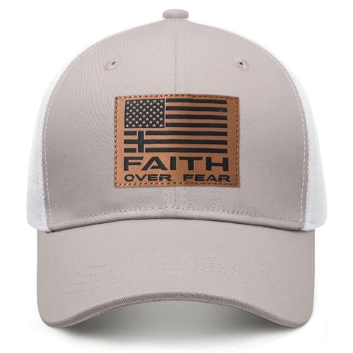 Christian Hats for Men Women, Faith Over Fear Hat - color: Off-white