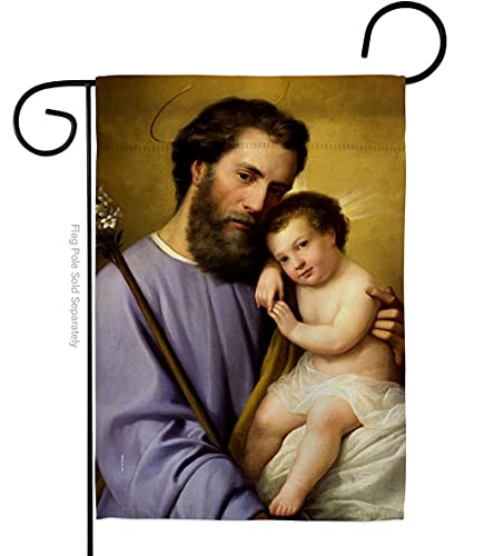 St. Joseph And Infant Jesus Flag Religious Tapestry Faith Hope Grace Religion House Wall Poster ReligionHome Decor Easter Decoration Garden Banner Small Holy Week Grave Yard Sign Christian Gifts Made In USA
