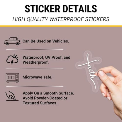 2PCS Faith Cross UV DTF Sticker, Minimal Religious Car Window Decal 10in - color: Faith