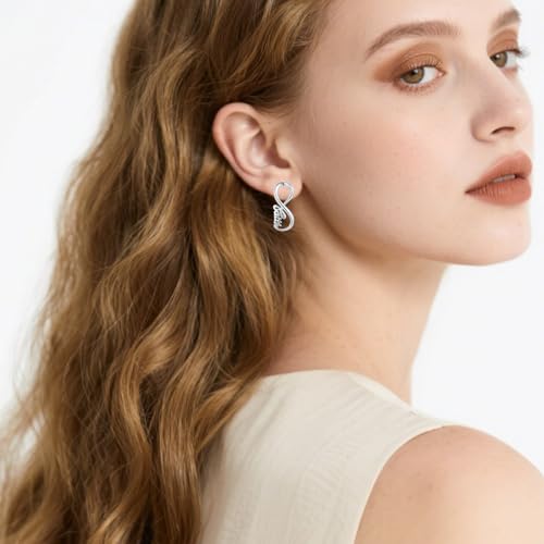14K Gold Plated Sterling Silver Cross Drop Earrings - color: Infinity-Silver