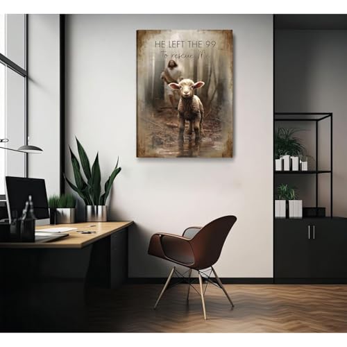 Framed-Jesus Saves the Lost Lambs Canvas Wall Art,16x24in - color: Jesus Lamb, size: 24"L x 16"W