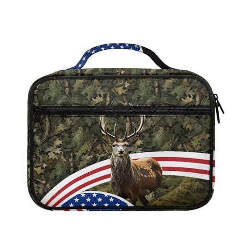 Bible Cover Church Carrying Book Case Polyester Bible Protective with Pen Slots and Zippered Pocket Customizable - color: Deer Fall Leaf American Flag