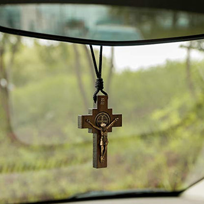 Intercession Car Rearview Mirror Rosary (St Benedict Crucifix) - style: St Benedict Crucifix