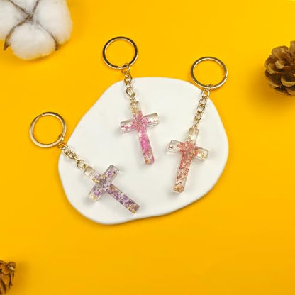 Cross Keychain Christian Jesus Keychain for Women, Resin Key chain for Bag Charm Car Accessories Women Men Gifts - color: 001