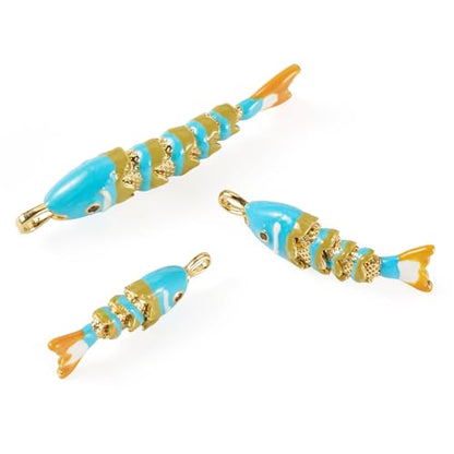 Craftdady Enamel Koi Fish Charms Long-Lasting Plated CZ Sea Ocean Life Animals Pendants 18K Gold Plated Goldfish Charms for Jewelry Making Bracelets Earrings - color: Light Sky Blue