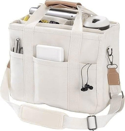 Tote Bags for Women Canvas Purse Crossbody Bags with Pockets Shoulder Handbags Large Bible Messenger Bag With Pockets - color: White, size: Large