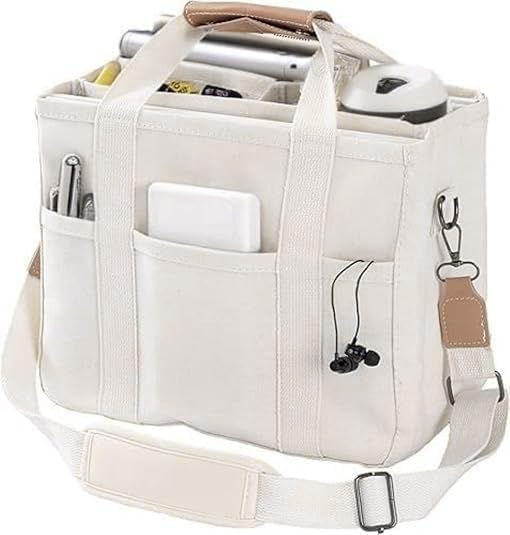 Tote Bags for Women Canvas Purse Crossbody Bags with Pockets Shoulder Handbags Large Bible Messenger Bag With Pockets - color: White, size: X-Large