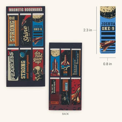 Christian Art Gifts Colorful Magnetic Scripture Bookmark Set: - color: Be Strong Outer Space