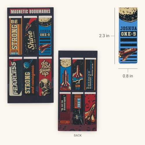 Christian Art Gifts Colorful Magnetic Scripture Bookmark Set: - color: Be Strong Outer Space