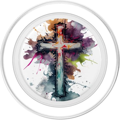 Christian Cross Watercolor Illustration PopSockets PopGrip for MagSafe - style: Magnetic PopGrip