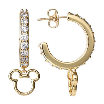 Disney Mickey Mouse Hoop Earrings for Women Official License, Gold