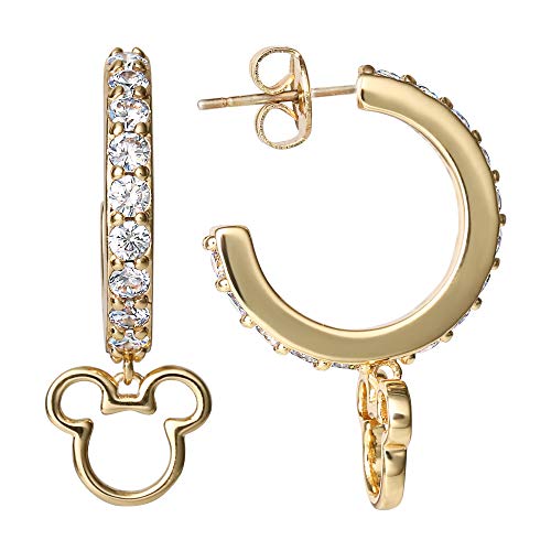 Disney Mickey Mouse Hoop Earrings for Women Official License, Gold