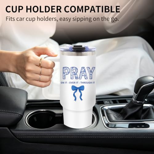 Pray 40 oz Tumbler with Handle and Straw, Christian Gifts for Women Girls - color: PRAY1