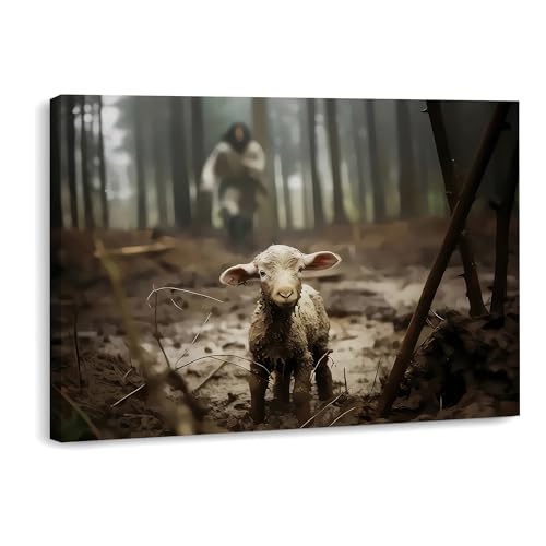 Framed Jesus Christ Wall Art Canvas Jesus and Lamb of God Christian Painting Prints Biblical Wall Decor Religious Room Decor for Church Prayer Room Christian Schools Hospitals 16" x 24" - color: Jesus 4, size: 24"L x 16"W